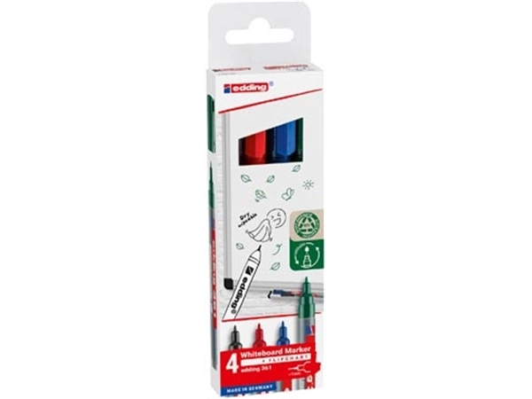 Een Edding whiteboard marker E-361, geassorteerde kleuren, blister van 4 stuks koop je bij Supplierz BV