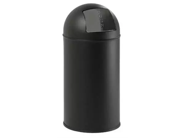 Een Eko vuilbak met push-deksel 40 l, mat RVS, zwart koop je bij ShopXPress