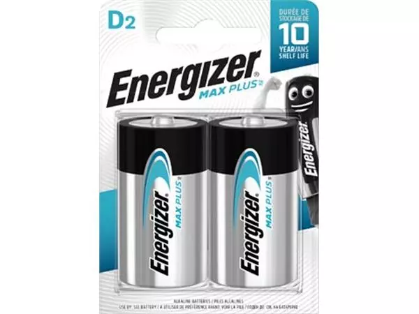 Een Energizer batterijen Max Plus D, blister van 2 stuks koop je bij ShopXPress