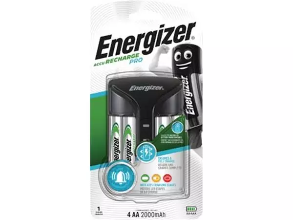 Een Energizer batterijlader Pro Charger, inclusief 4 x AA batterij, op blister koop je bij ShopXPress