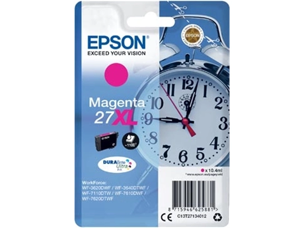 Een Epson inktcartridge 27XL, 1.100 pagina's, OEM C13T27134012, magenta koop je bij ShopXPress