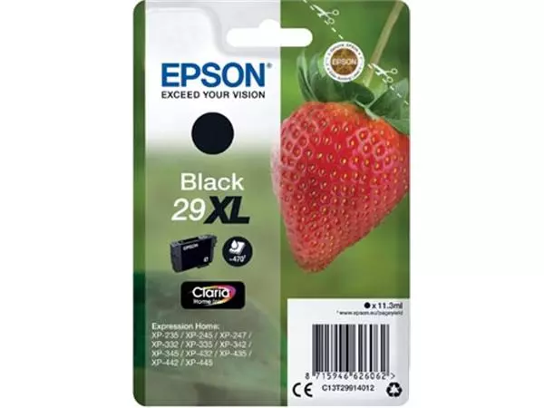 Een Epson inktcartridge 29XL, 470 pagina's, OEM C13T29914012, zwart koop je bij ShopXPress