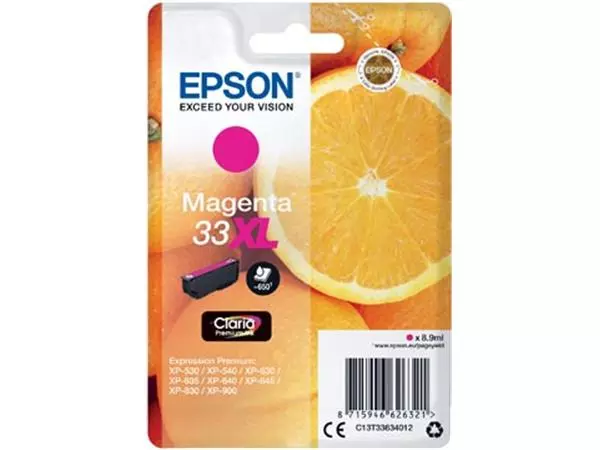 Een Epson inktcartridge 33XL, 650 pagina's, OEM C13T33634012, magenta koop je bij ShopXPress