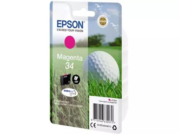 Een Epson inktcartridge 34, 300 pagina's, OEM C13T34634010, magenta koop je bij ShopXPress