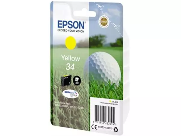 Een Epson inktcartridge 34, 300 pagina's, OEM C13T34644010, geel koop je bij ShopXPress