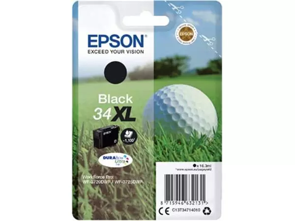 Een Epson inktcartridge 34XL, 1.100 pagina's, OEM C13T34714010, zwart koop je bij ShopXPress