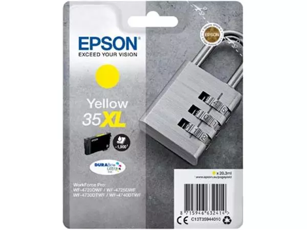 Een Epson inktcartridge 35XL, 20,3 ml, OEM C13T35944010, geel koop je bij ShopXPress