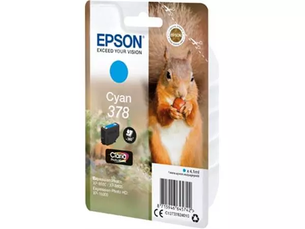 Een Epson inktcartridge 378, 360 pagina's, OEM C13T37824010, cyaan koop je bij ShopXPress