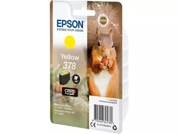 Een Epson inktcartridge 378, 360 pagina's, OEM C13T37844010, geel koop je bij ShopXPress