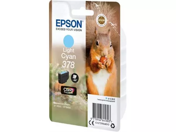 Een Epson inktcartridge 378, 360 pagina's, OEM C13T37854010, licht cyaan koop je bij ShopXPress