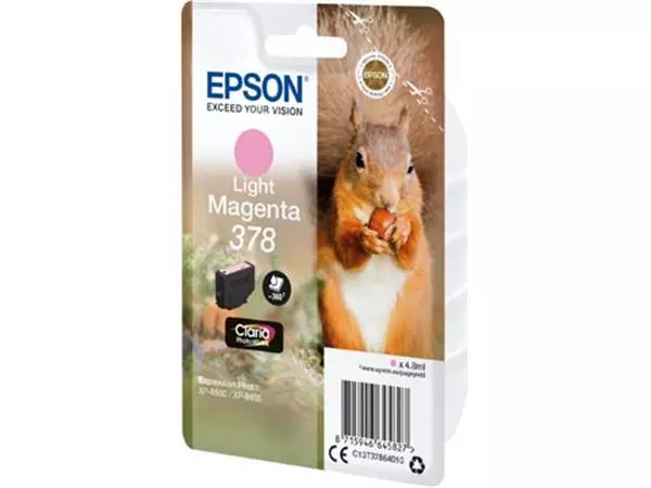 Een Epson inktcartridge 378, 360 pagina's, OEM C13T37864010, licht magenta koop je bij ShopXPress