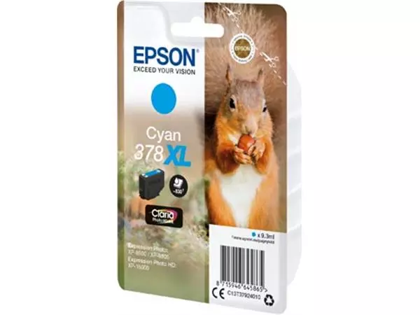 Een Epson inktcartridge 378 XL, 830 pagina's, OEM C13T37924010, cyaan koop je bij ShopXPress