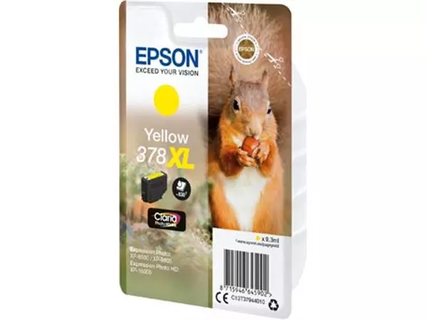 Een Epson inktcartridge 378 XL, 830 pagina's, OEM C13T37944010, geel koop je bij ShopXPress