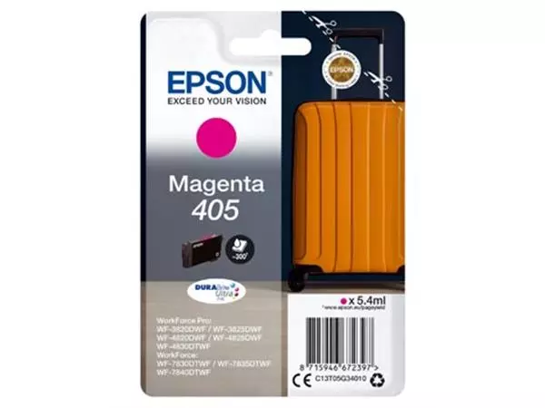 Een Epson inktcartridge 405, 300 pagina's, OEM C13T05G34010, magenta koop je bij ShopXPress