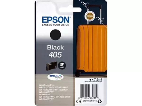 Een Epson inktcartridge 405, 350 pagina's, OEM C13T05G14010, zwart koop je bij ShopXPress