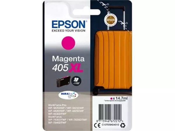 Een Epson inktcartridge 405XL, 1.100 pagina's, OEM C13T05H34010, magenta koop je bij ShopXPress