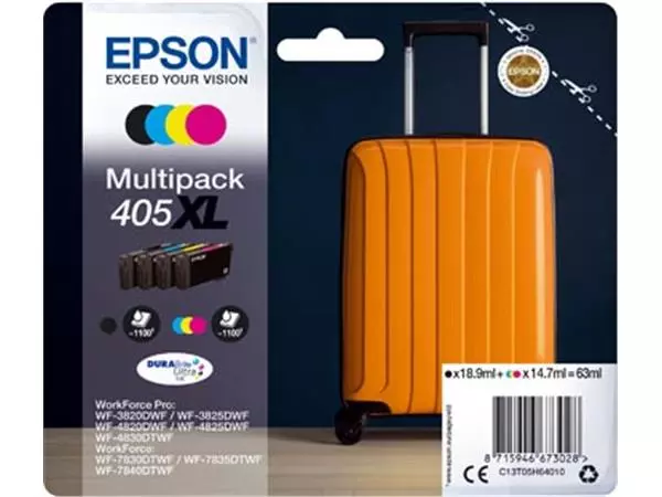 Een Epson inktcartridge 405XL, 1.100 pagina's, OEM C13T05H64010, 4 kleuren koop je bij ShopXPress