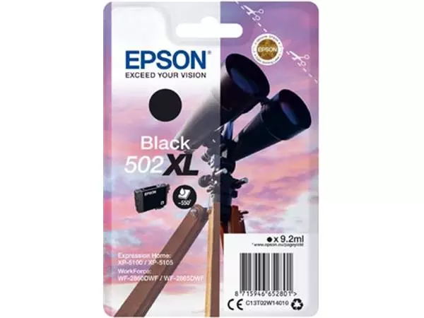 Een Epson inktcartridge 502XL, 550 pagina's, OEM C13T02W14010, zwart koop je bij ShopXPress