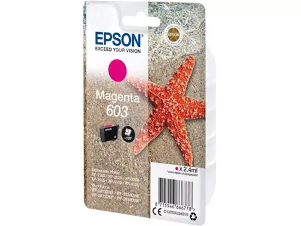 Een Epson inktcartridge 603, 130 pagina's, OEM C13T03U34010, magenta koop je bij ShopXPress