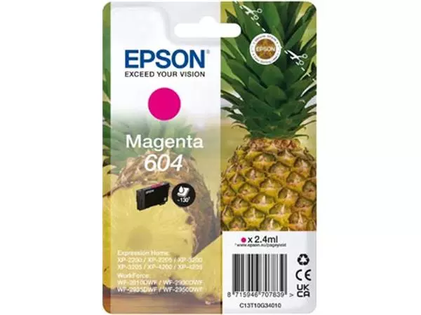 Een Epson inktcartridge 604, 130 pagina's, OEM C13T10G34010, magenta koop je bij ShopXPress