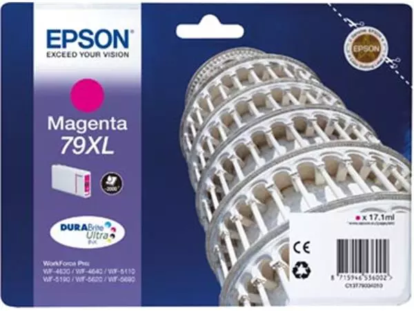 Een Epson inktcartridge 79XL, 2.000 pagina's, OEM C13T79034010, magenta koop je bij ShopXPress