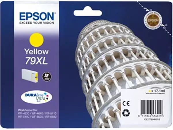 Een Epson inktcartridge 79XL, 2.000 pagina's, OEM C13T79044010, geel koop je bij ShopXPress