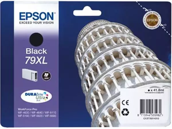 Een Epson inktcartridge 79XL, 2.600 pagina's, OEM C13T79014010, zwart koop je bij ShopXPress