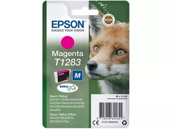 Een Epson inktcartridge T1283, 140 pagina's, OEM C13T12834012, magenta koop je bij ShopXPress