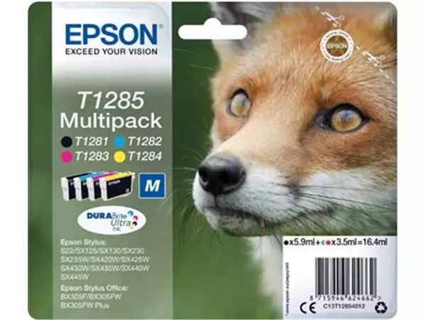 Een Epson inktcartridge T1285, 140-225 pagina's, OEM C13T12854012, 4 kleuren koop je bij ShopXPress