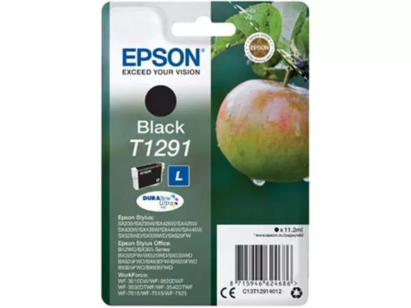 Een Epson inktcartridge T1291, 380 pagina's, OEM C13T12914012, zwart koop je bij ShopXPress