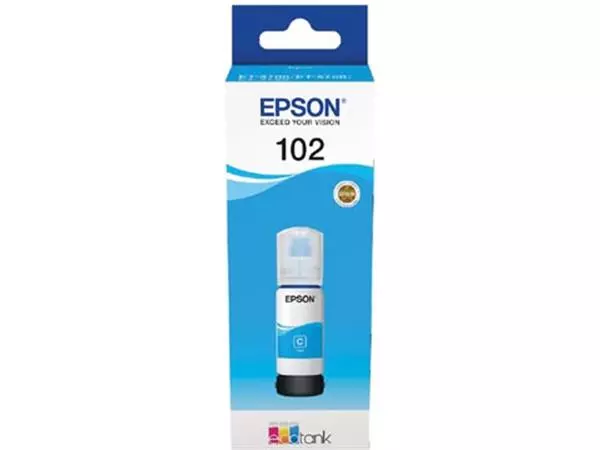 Een Epson inktfles 102, 6.000 pagina's, OEM C13T03R240, cyaan koop je bij ShopXPress