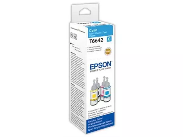 Een Epson inktfles T664, 6.500 pagina's, OEM C13T664240, cyaan koop je bij ShopXPress