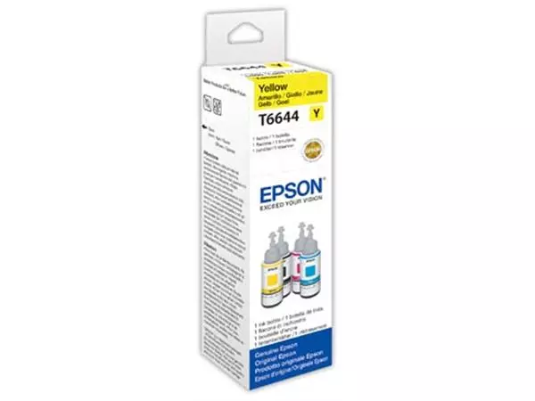 Een Epson inktfles T664, 6.500 pagina's, OEM C13T664440, geel koop je bij ShopXPress