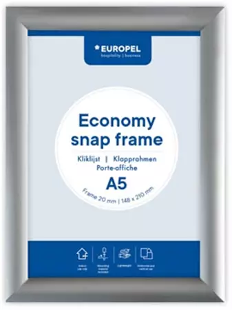 Een Europel clicklijst Economy, lijst 25 mm, ft A5, zilver koop je bij ShopXPress