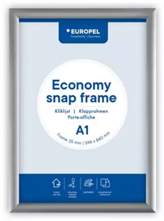 Een Europel clicklijst Economy, lijst 25 mm, ft A1, zilver koop je bij ShopXPress