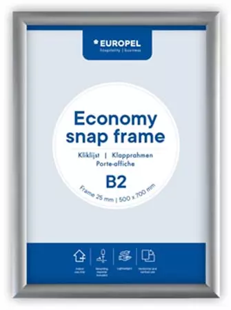 Een Europel clicklijst Economy, lijst 25 mm, ft B2, zilver koop je bij ShopXPress