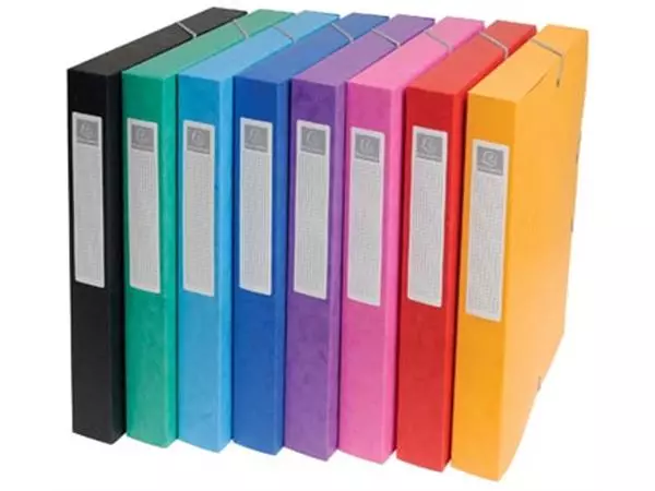 Een Exacompta elastobox Exabox 8 geassorteerde kleuren: geel, rood, roze, paars, blauw, turquoise, groen e... koop je bij ShopXPress