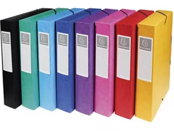 Een Exacompta elastobox Exabox 8 geassorteerde kleuren: geel, rood, roze, paars, blauw, turquoise, groen e... koop je bij ShopXPress