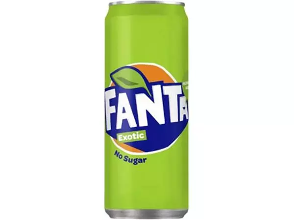 Een Fanta Exotic No Sugar frisdrank, sleek blik van 33 cl, pak van 24 stuks koop je bij ShopXPress