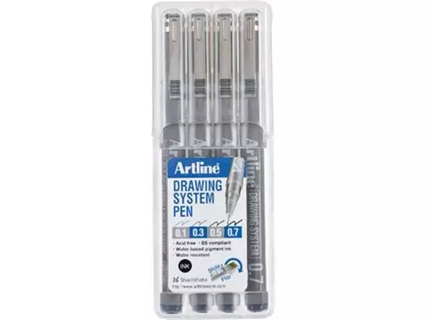 Een Fineliner Drawing System etui van 4 stuks: 0,1 - 0,3 - 0,5 en 0,7 mm koop je bij ShopXPress