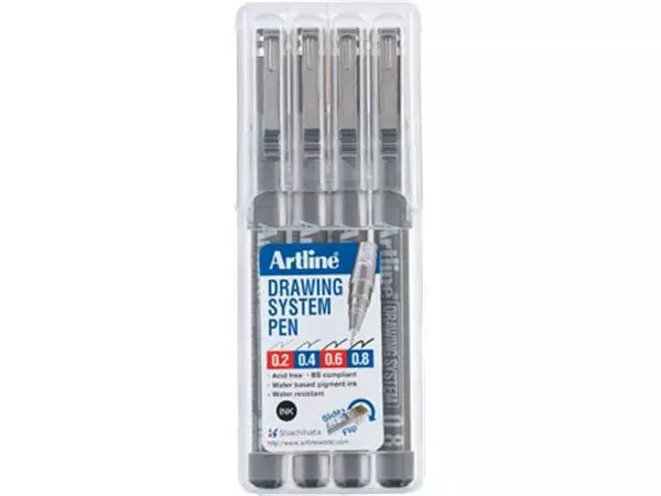 Een Fineliner Drawing System etui van 4 stuks: 0,2 - 0,4 - 0,6 en 0,8 mm koop je bij ShopXPress