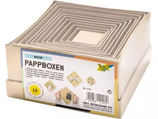 Een Folia dozen voor decoratie, vierkant, uit karton, pak van 12 stuks in geassorteerde maten, bruin koop je bij ShopXPress