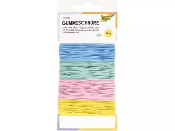 Een Folia elastiek touw, 5 m, pak van 4 stuks in geassorteerde pastelkleuren koop je bij ShopXPress