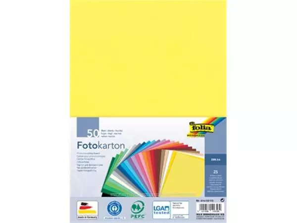 Een Folia gekleurd fotopapier, ft A4, pak van 50 vel in 25 geassorteerde kleuren koop je bij ShopXPress