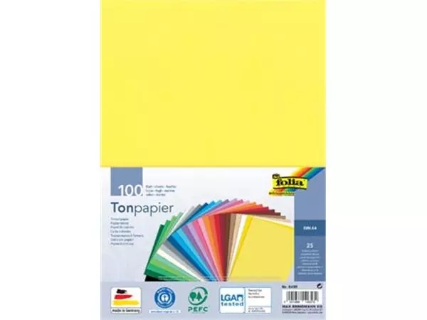 Een Folia gekleurd tekenpapier, ft A4, pak van 100 vel in 25 geassorteerde kleuren koop je bij ShopXPress