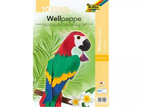 Een Folia golfkarton ft 25 x 35 cm, pak met 10 vellen, geassorteerde kleuren koop je bij ShopXPress