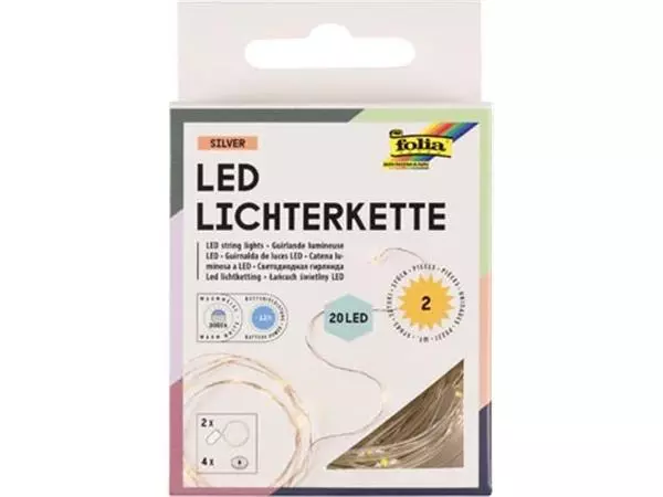 Een Folia lichtslinger LED, 20 LED's, 2,20 m, op batterijen, pak van 2 stuks koop je bij ShopXPress