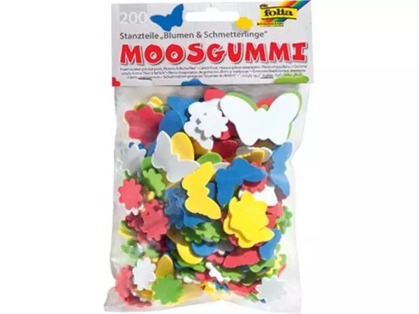 Een Folia mosgummi figuren bloemen en vlinders koop je bij ShopXPress