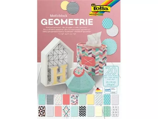 Een Folia motiefpapier Geometrie ft 24 x 34 cm, blok met 20 vel koop je bij ShopXPress