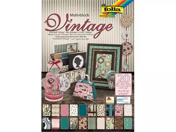 Een Folia motiefpapier Vintage II ft 24 x 34 cm, blok met 20 vel koop je bij ShopXPress